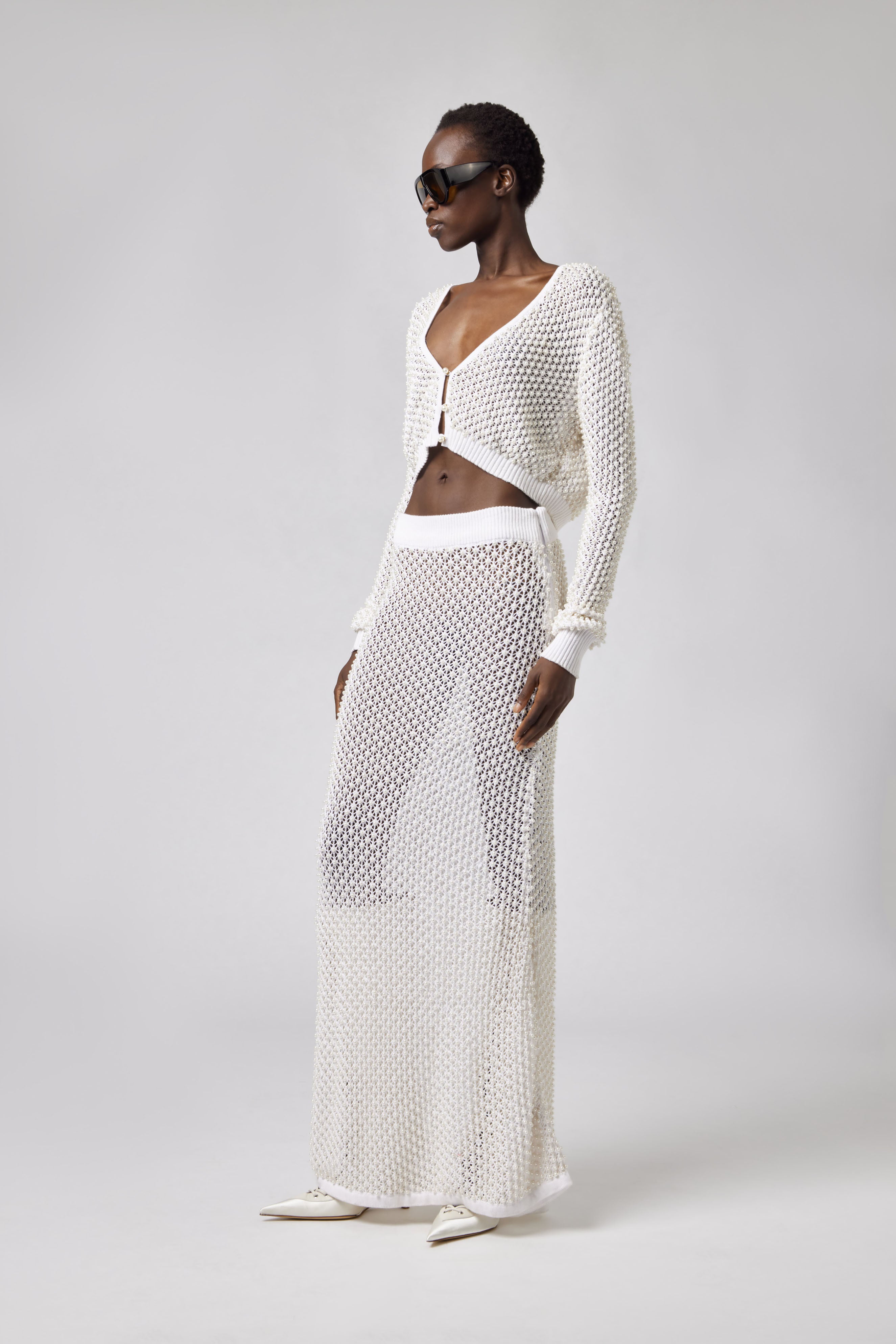 Knit Skirt with Pearls