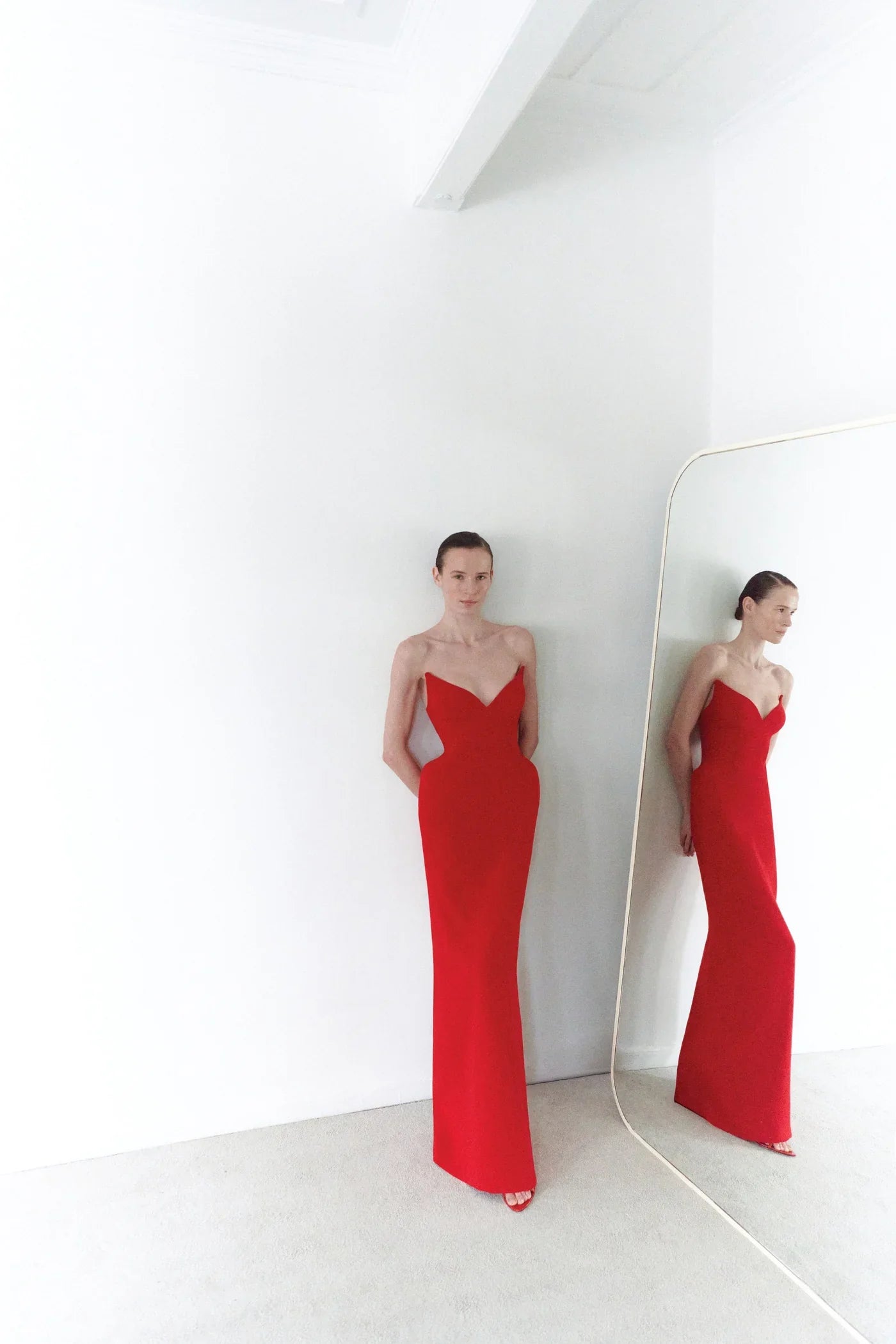 Robe longue structurée rouge