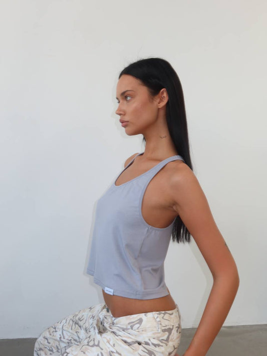 Tank Top With Narrow Straps In Grey
