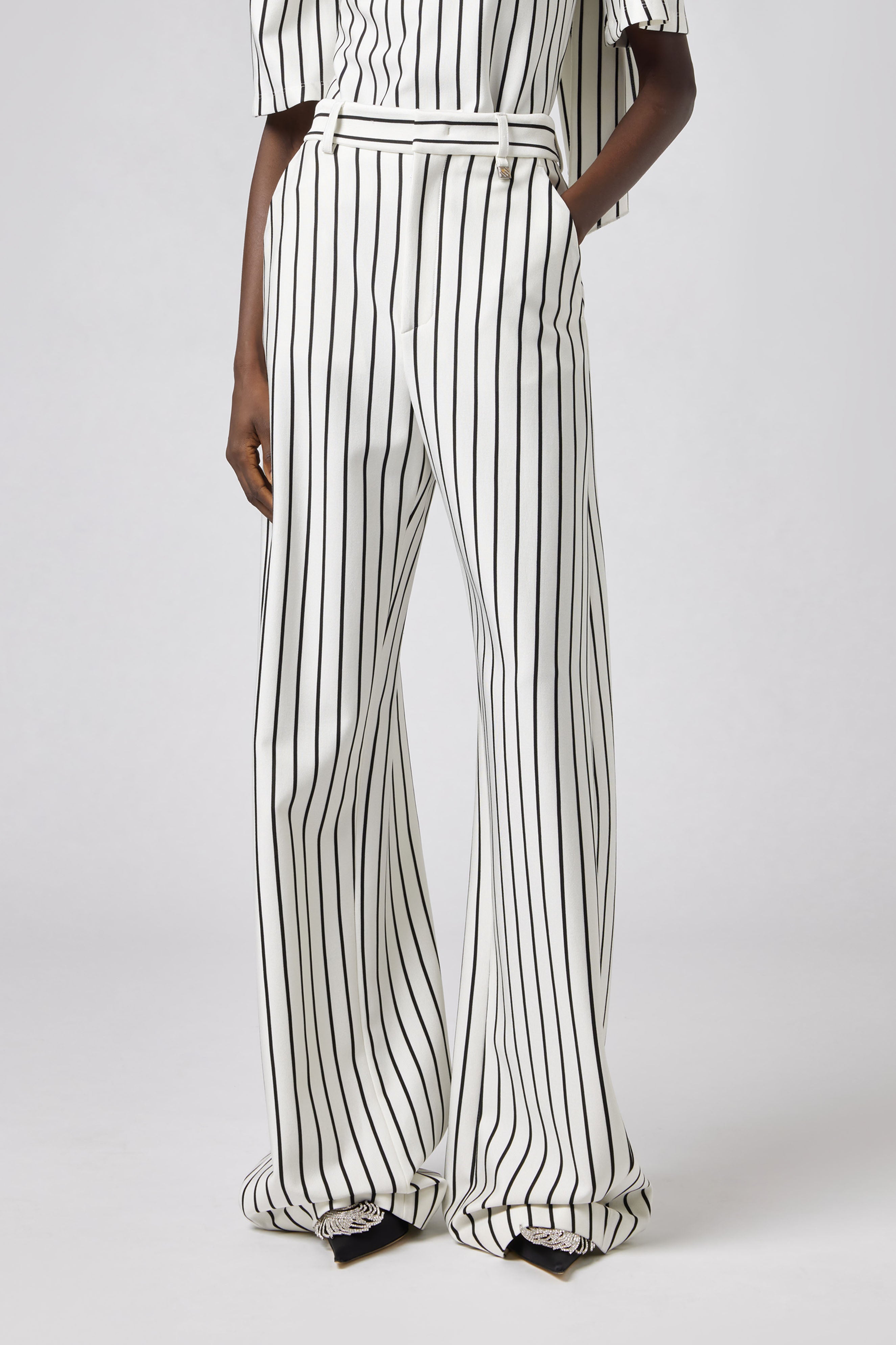 Striped Trousers in White
