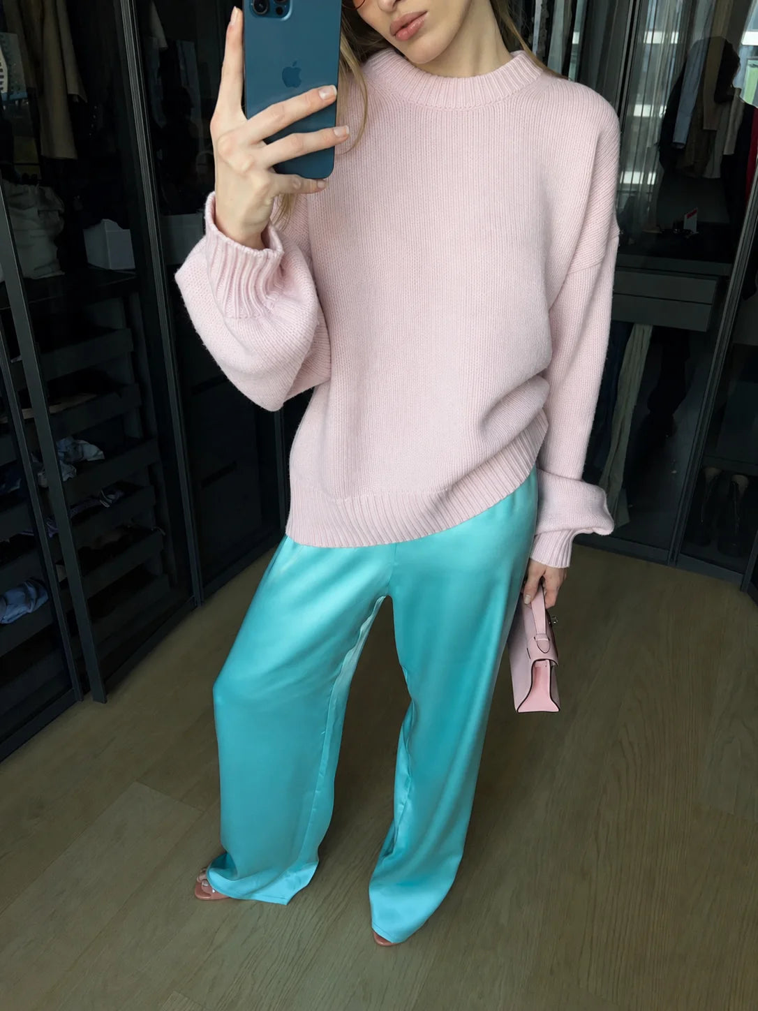 Satin Pants in Turquoise