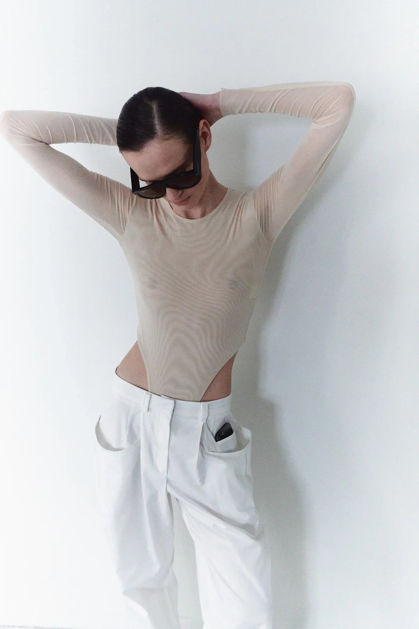 Body en tulle couleur chair