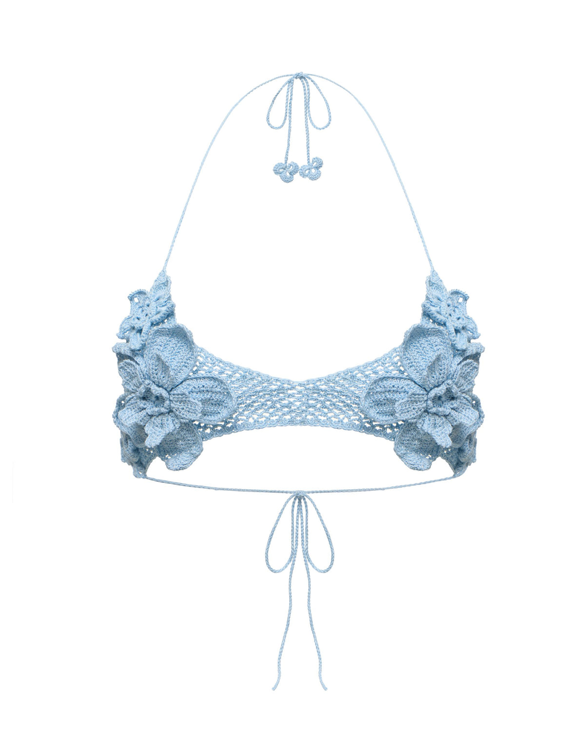 Blossom Knitted Bikini Top in Blue