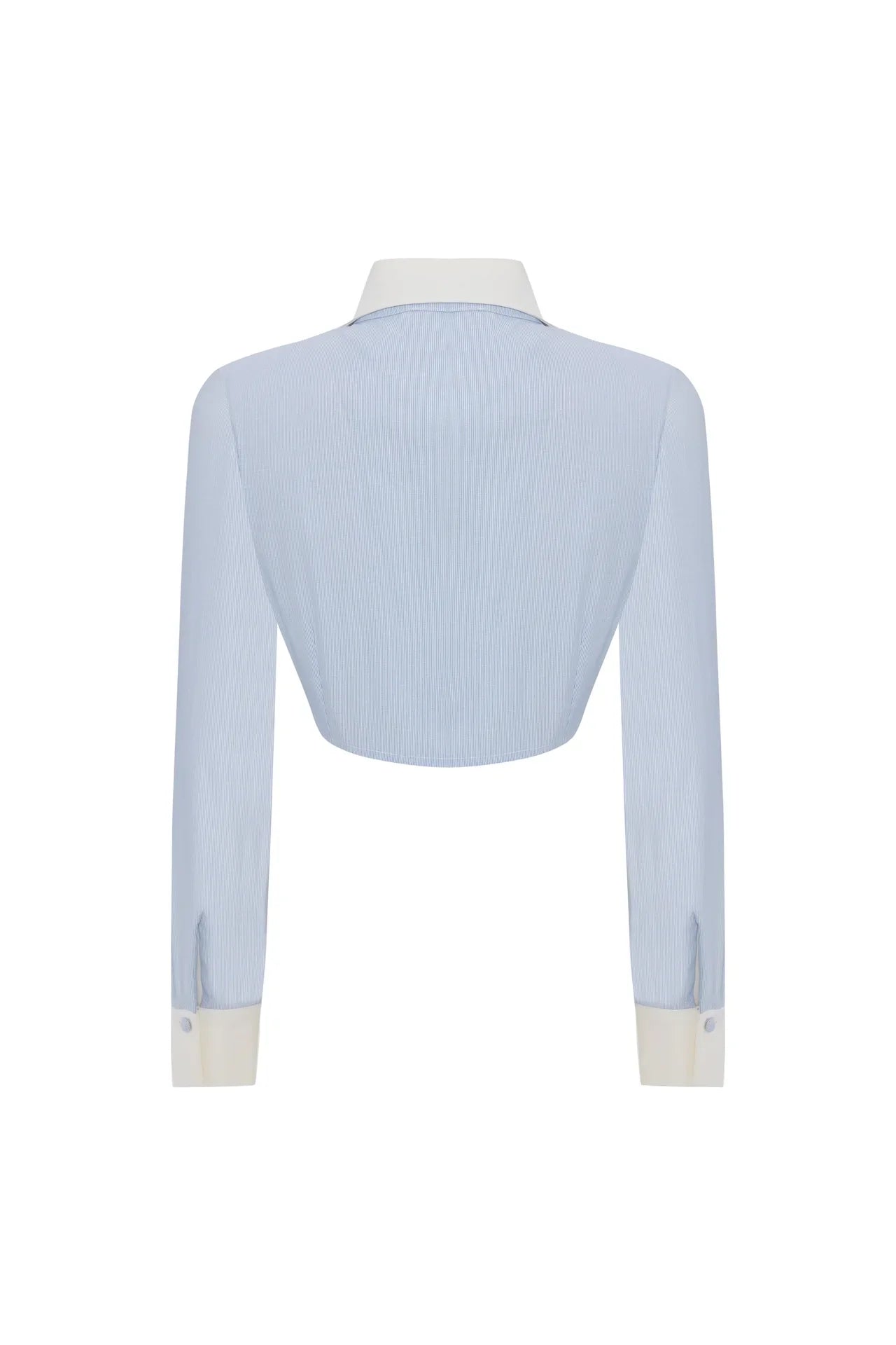 Chemise courte à rayures bleues