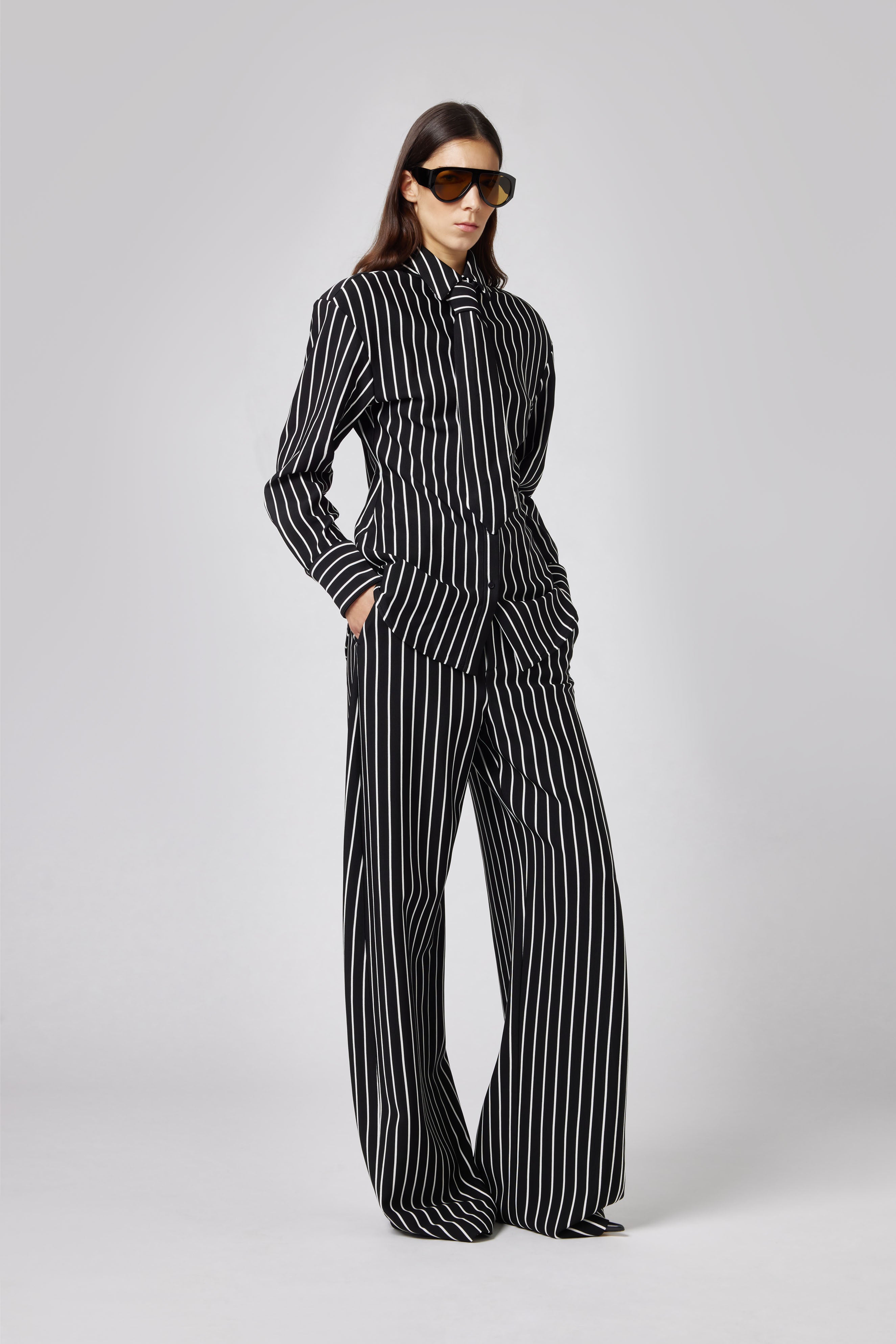 Striped Trousers in Black