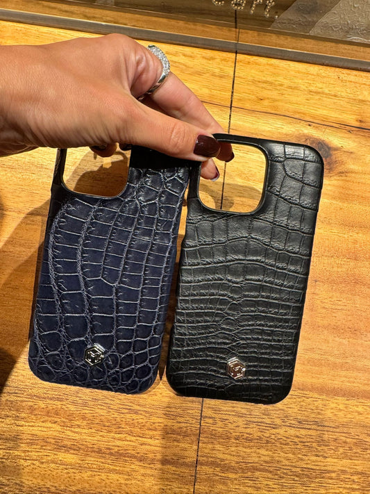 Alligator Phone Case in Navy Blue