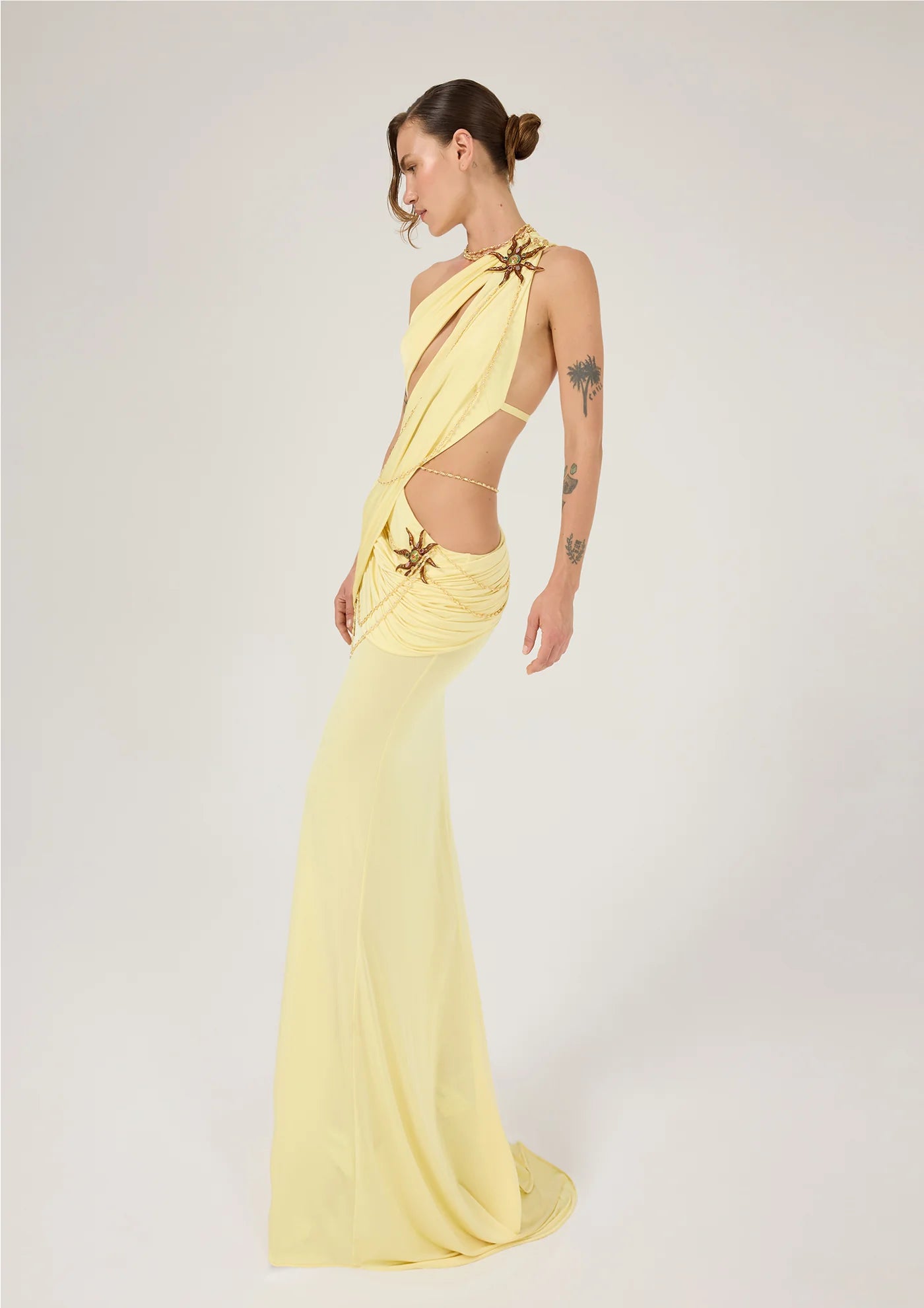 One Shoulder Maxi Dress with Farda Flower Details