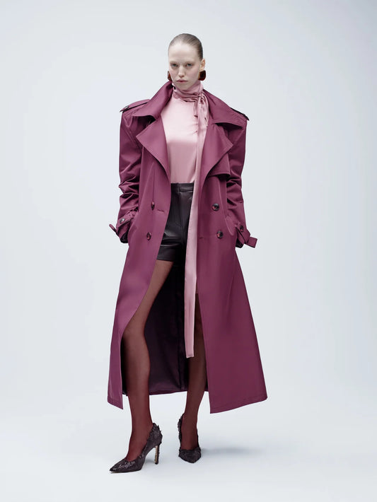 Oversized Trench Coat in Burgundy