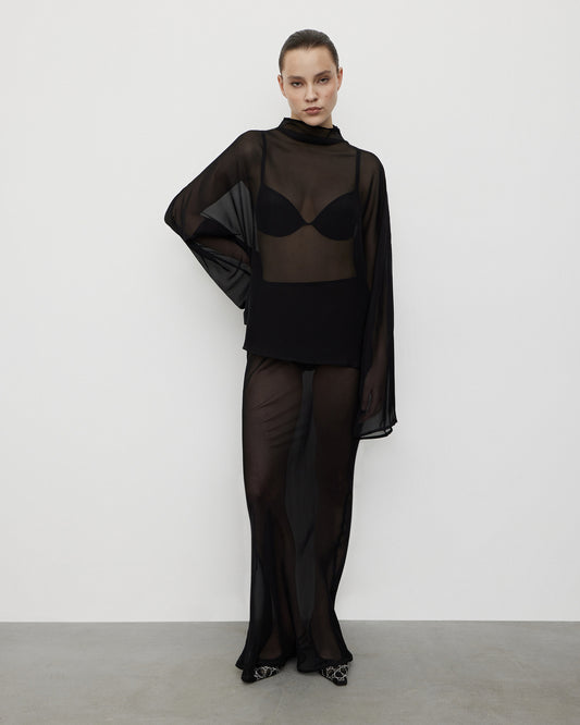 Silk Maxi Skirt in Black