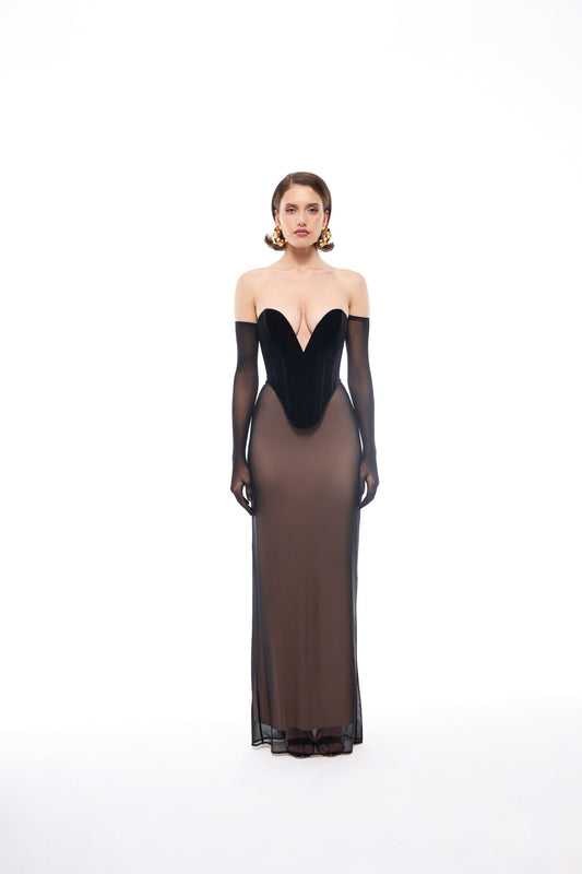 Mesh Maxi Skirt with Train
