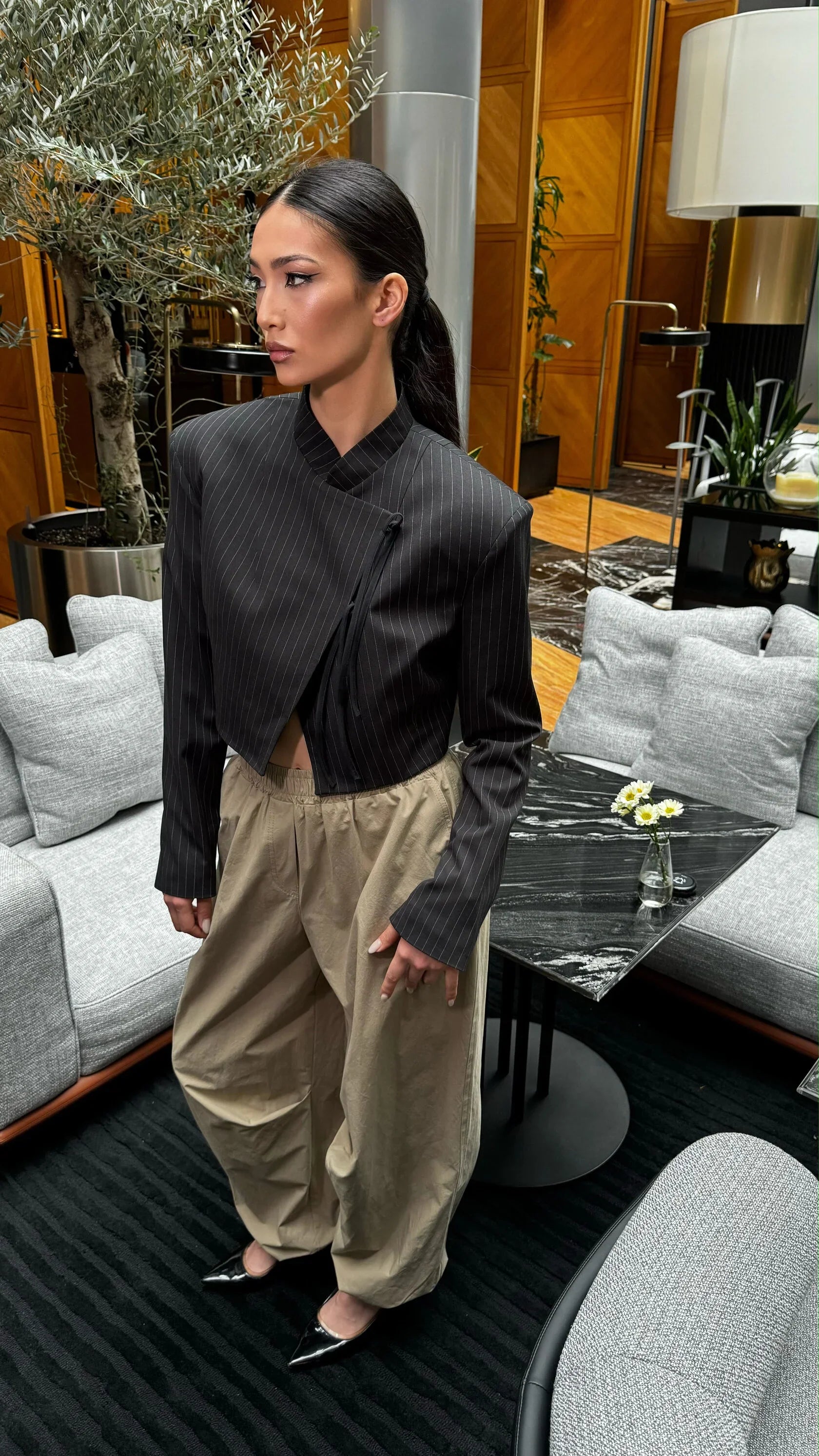 Veste rayée camélia