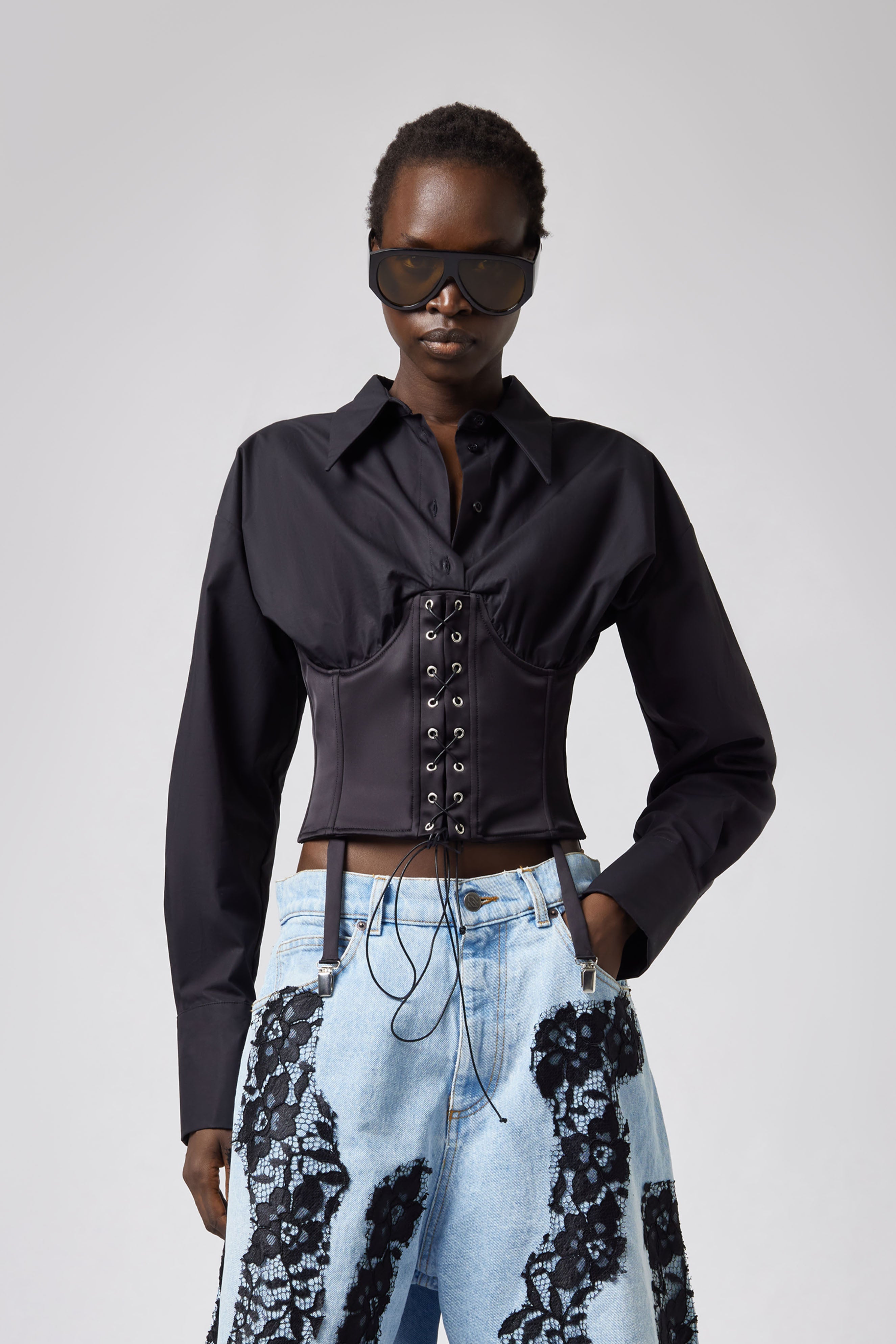 Bustier Shirt in Black