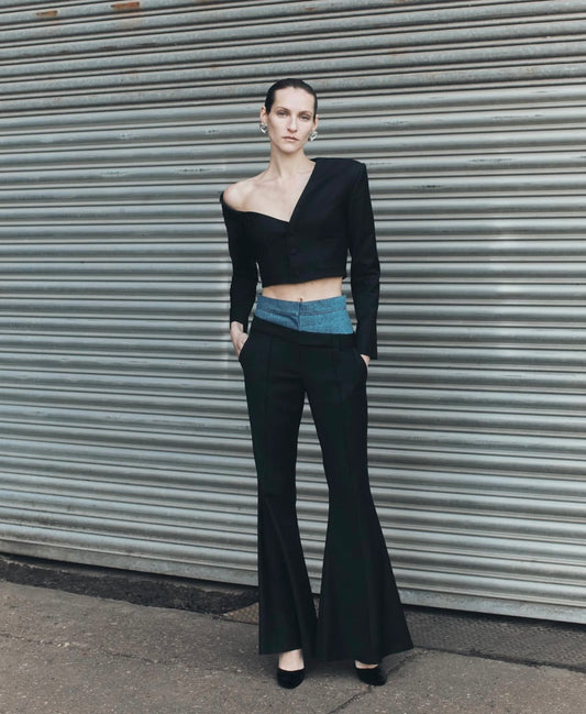 Cropped Asymmetric Mini Blazer