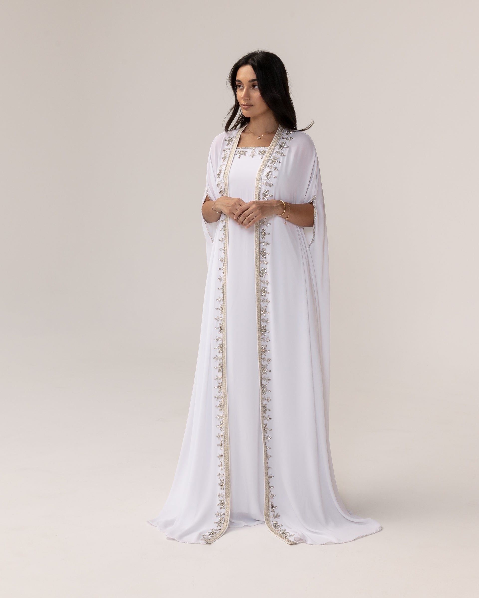Lumina Gold Abaya in White