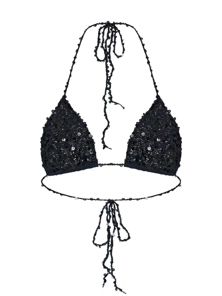 Haut de bikini en maille Onyx noir