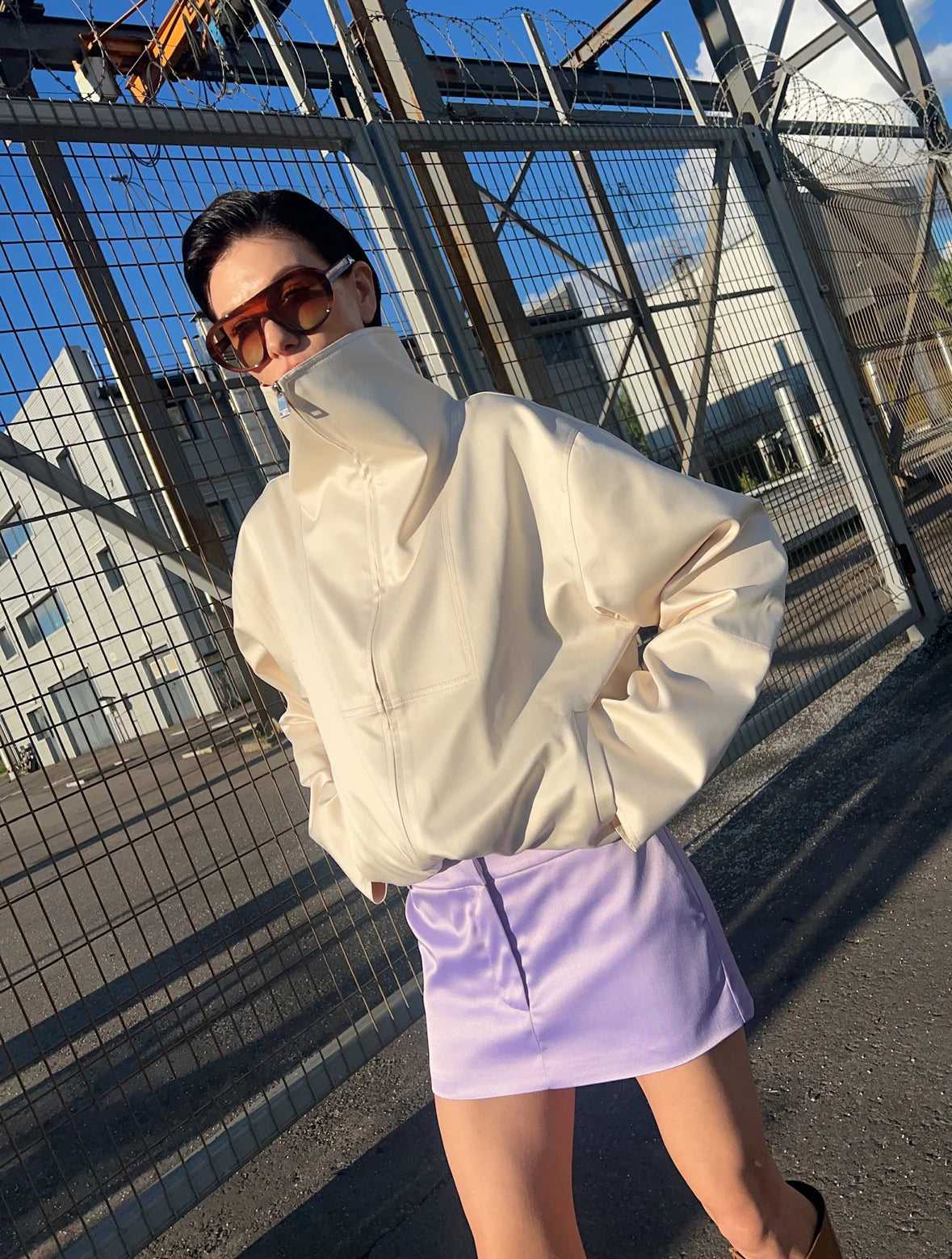 Low Waisted Mini Skirt in Lilac