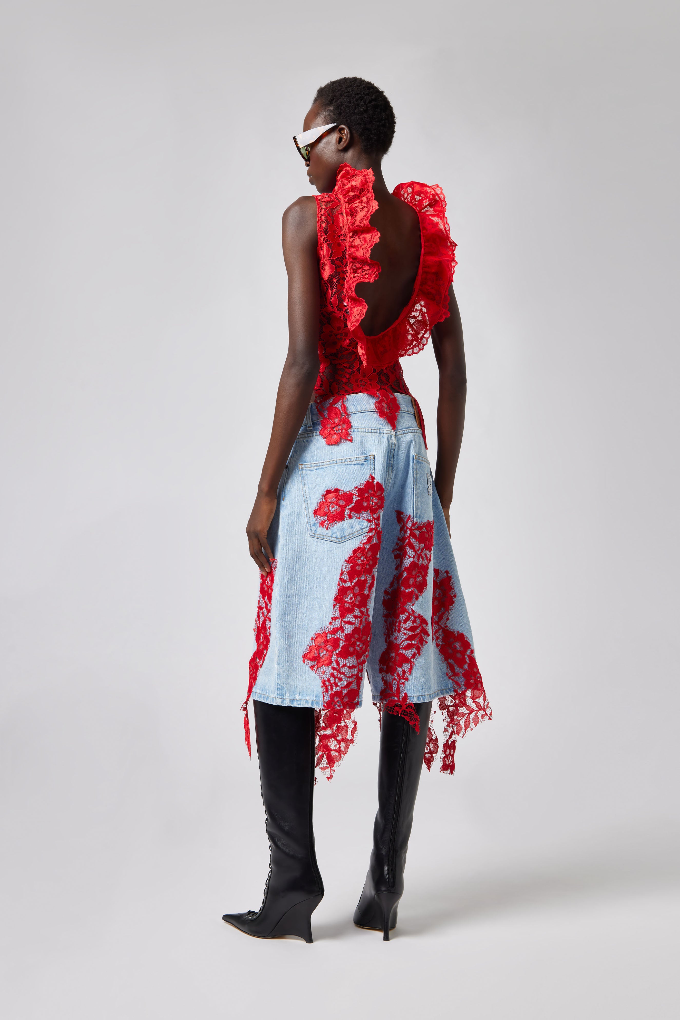 Bermuda Shorts with Red Lace