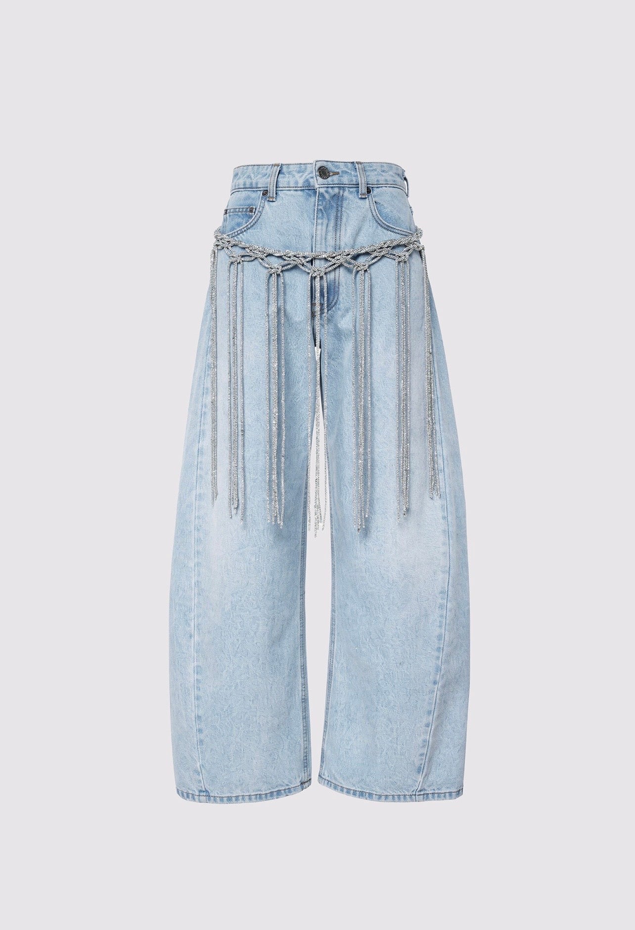 Wide Leg Jeans with Decorative Belt