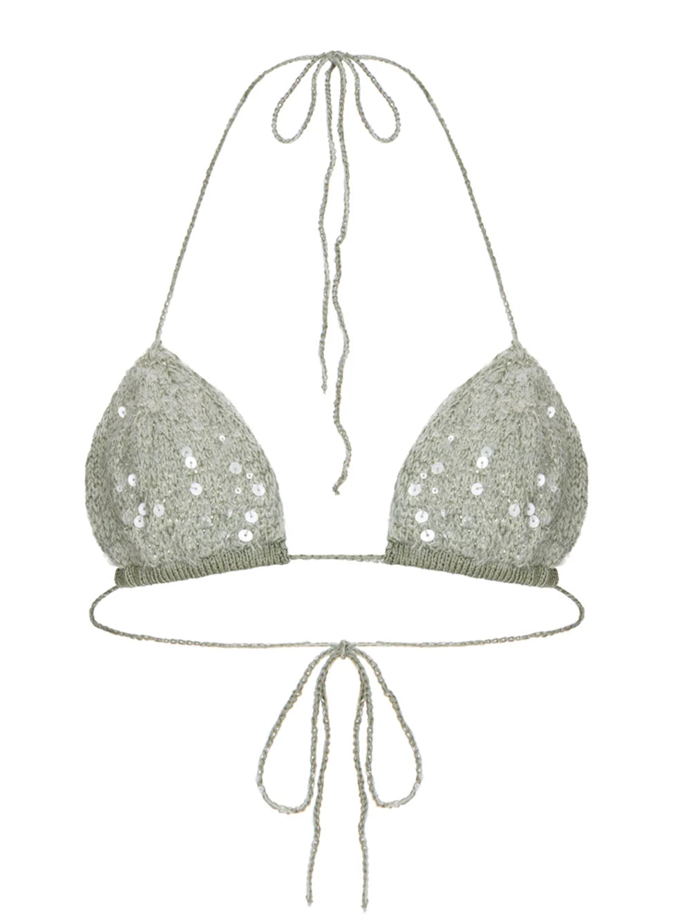 Matcha Knitted Bikini Top in Green