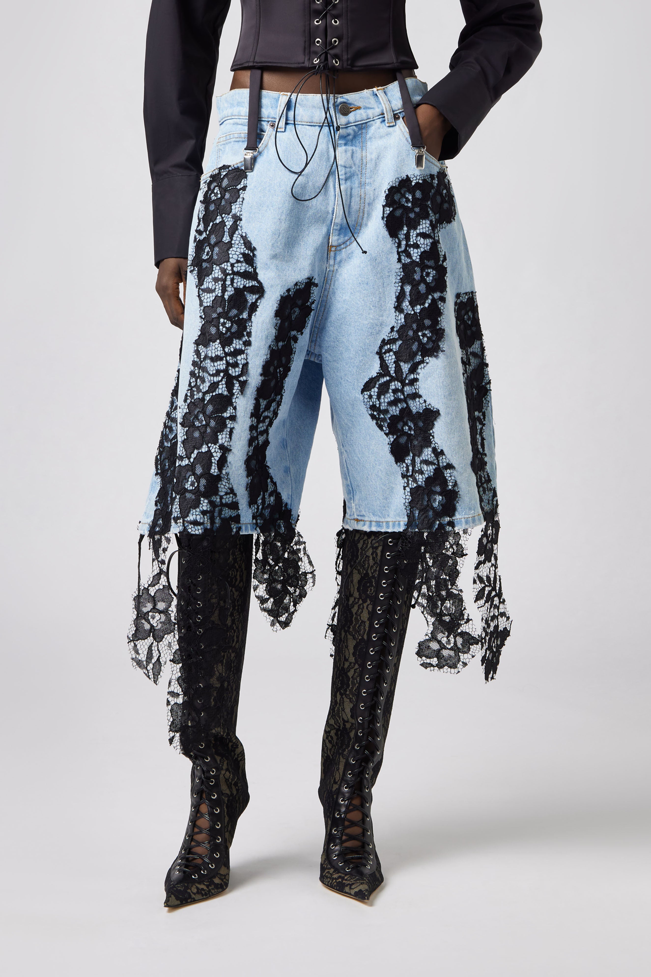 Bermuda Shorts with Black Lace
