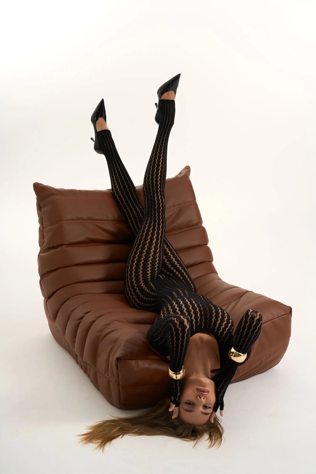 Pattern Full Body Jumpsuit in Black