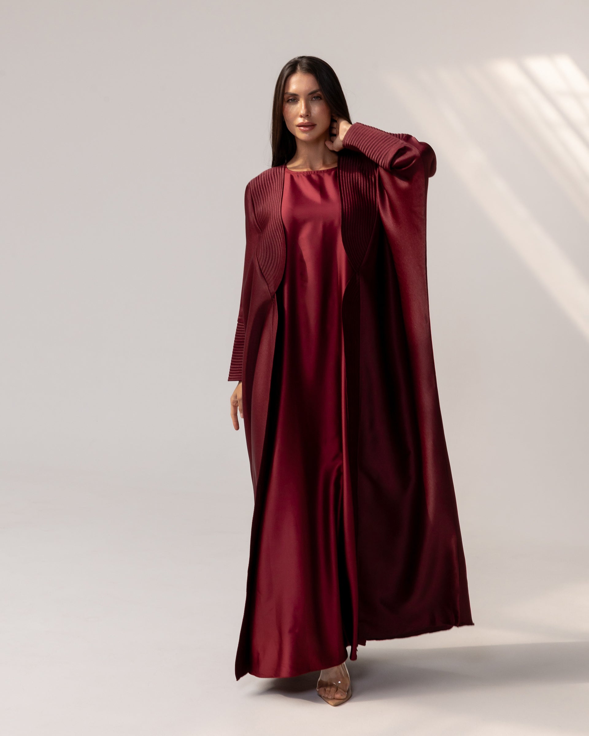 Stitch Abaya in Burgundy