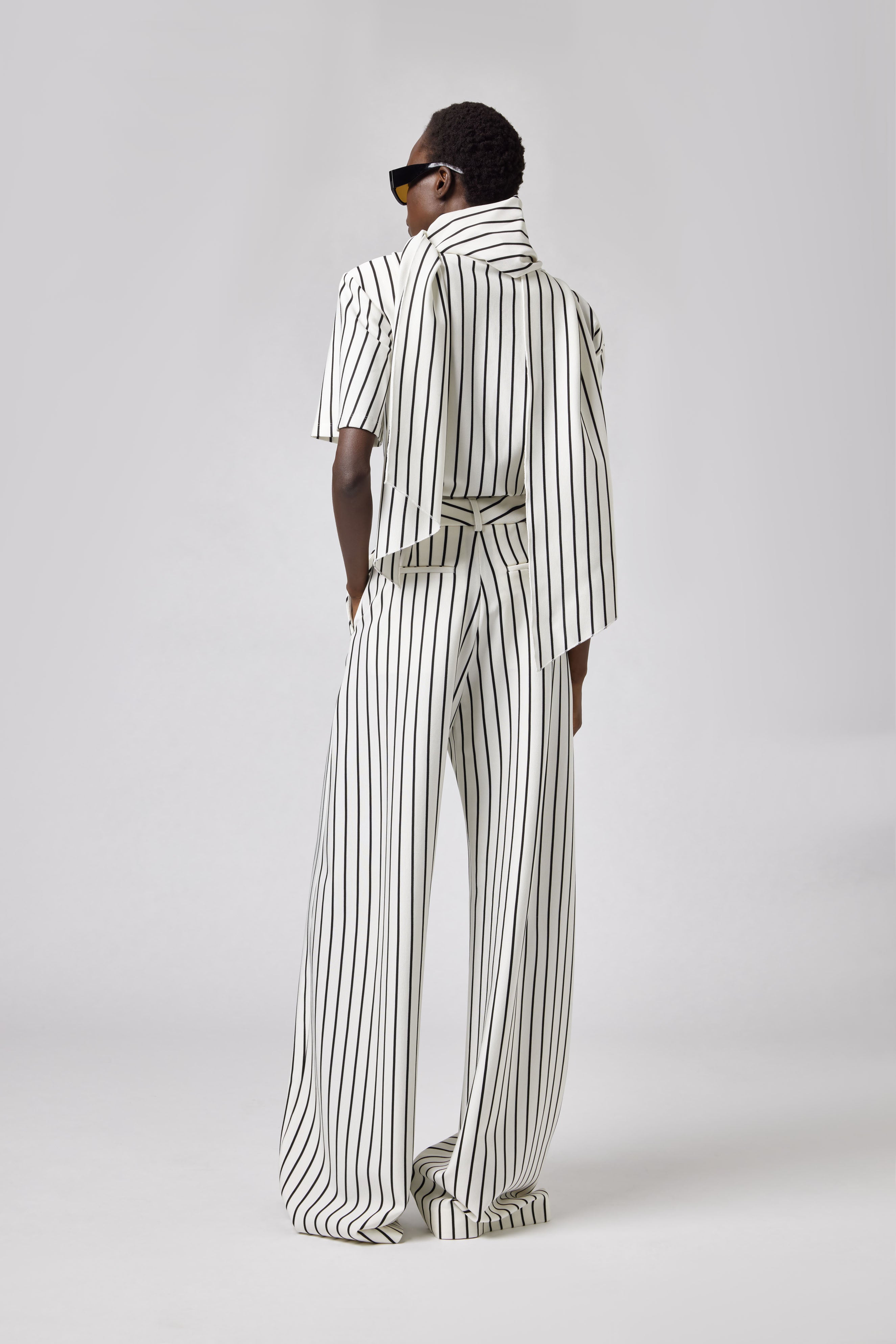 Striped Trousers in White