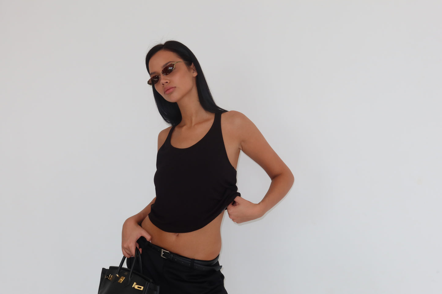 Tank Top With Narrow Straps In Black