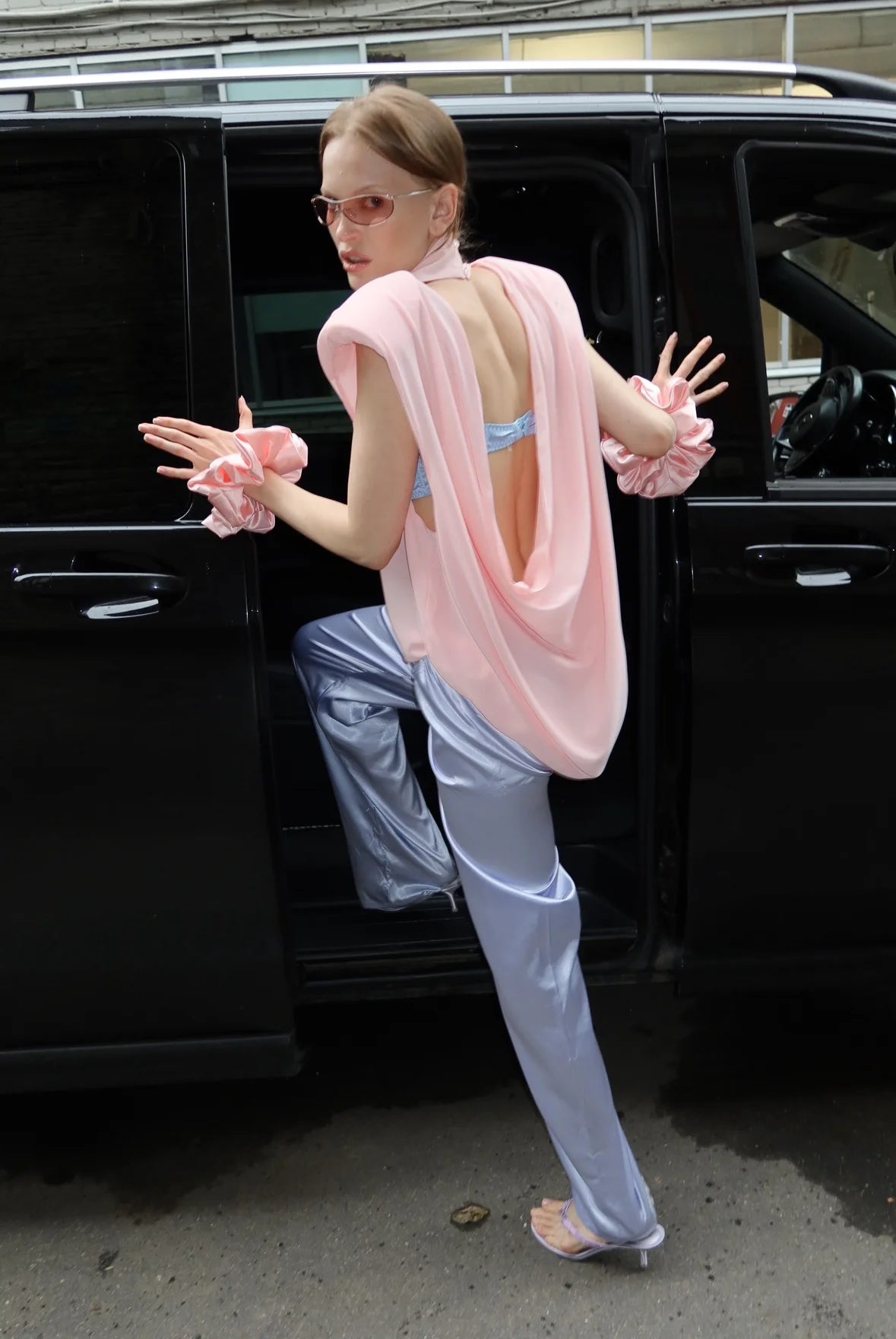 Satin Pants in Lilac