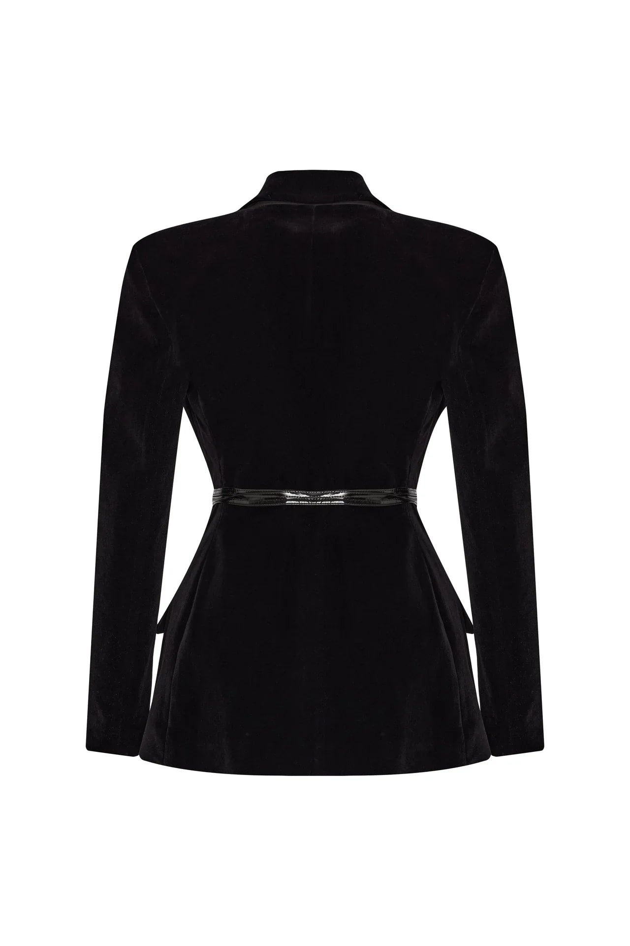Veste noire avec ceinture apparente