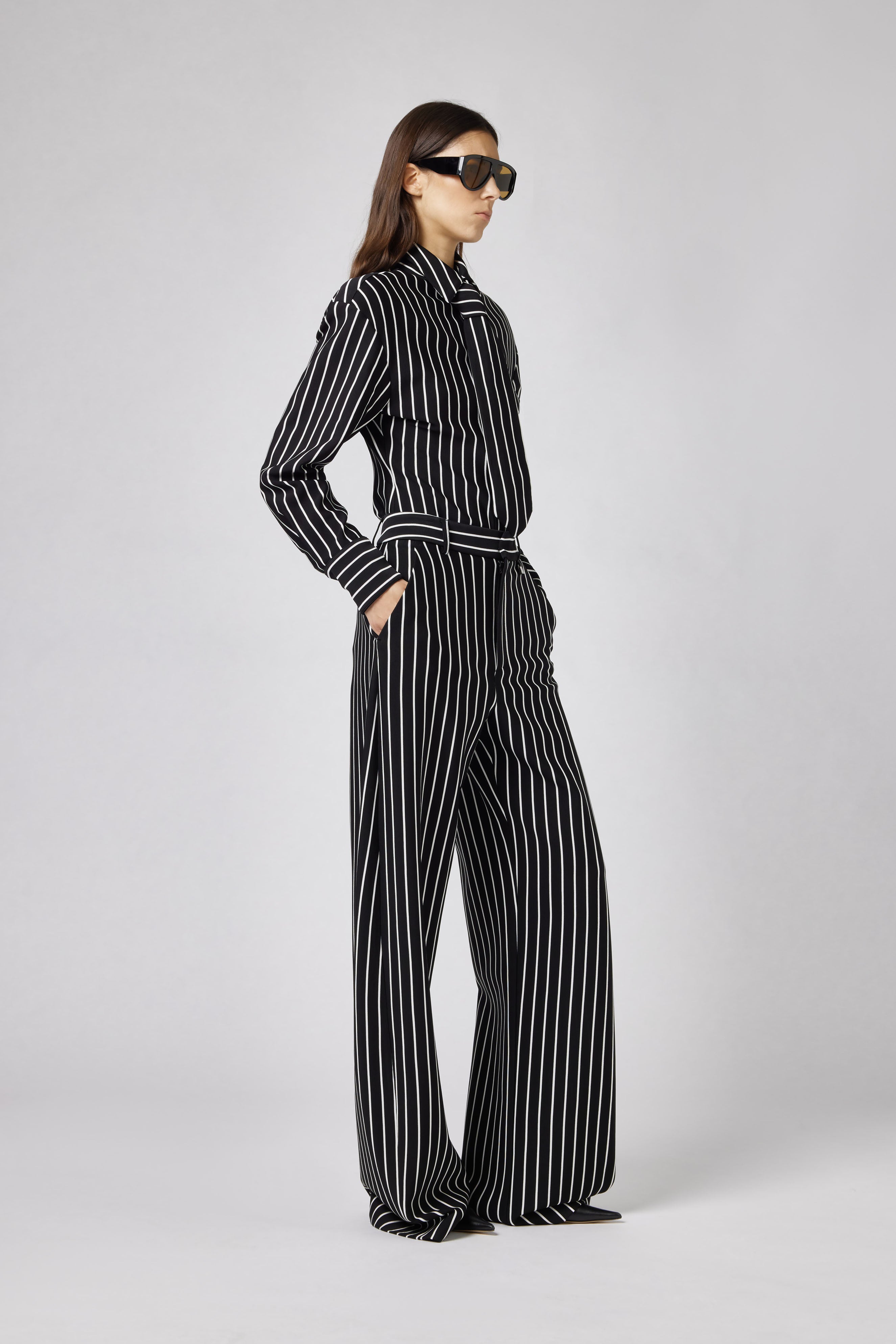 Striped Trousers in Black