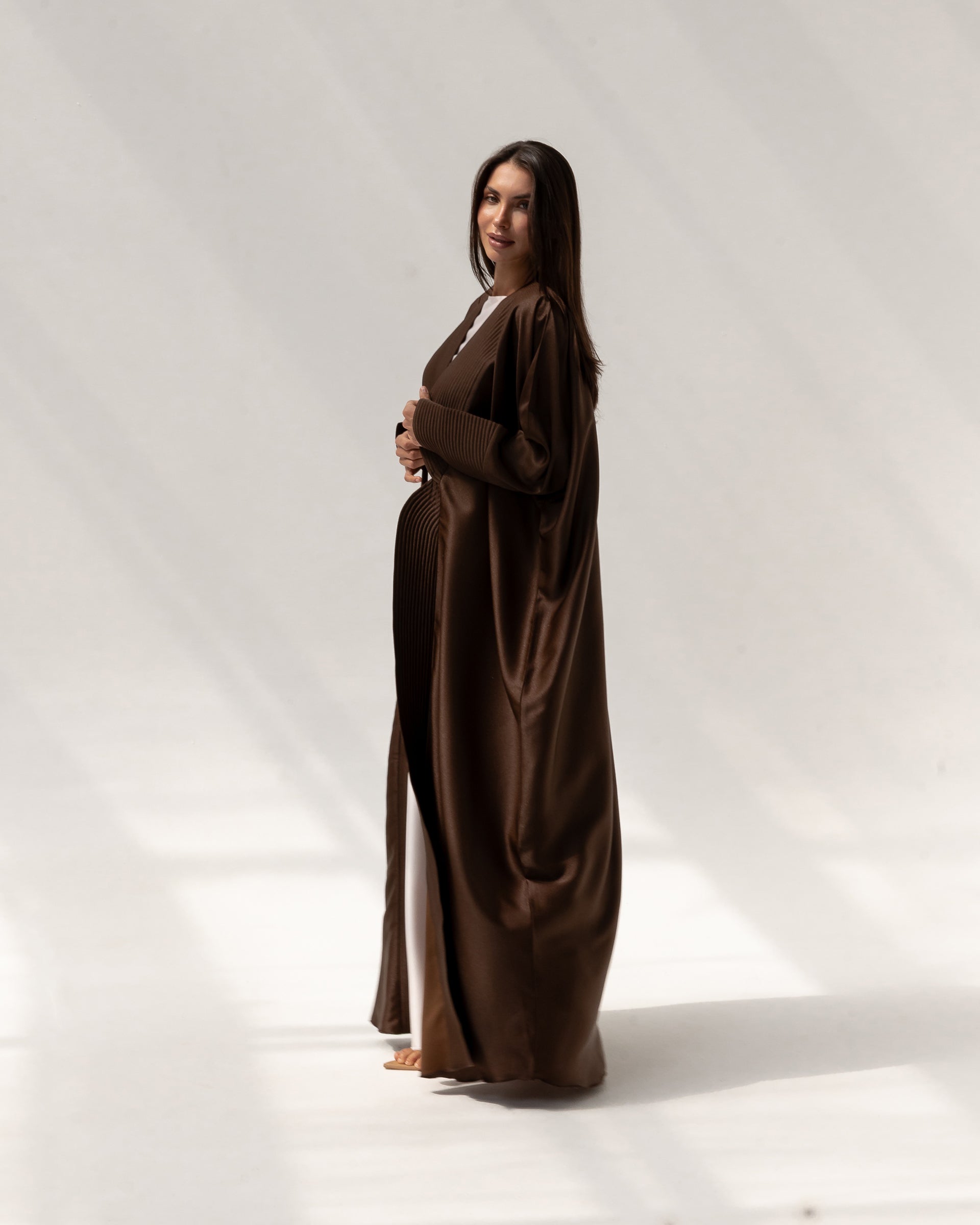Stitch Abaya in Brown