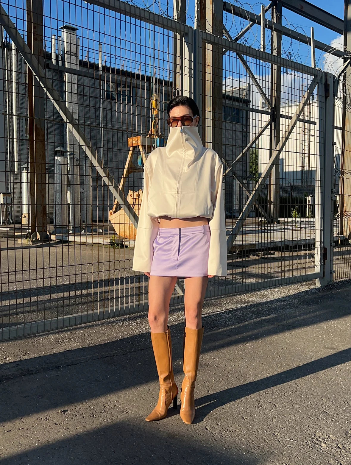 Low Waisted Mini Skirt in Lilac