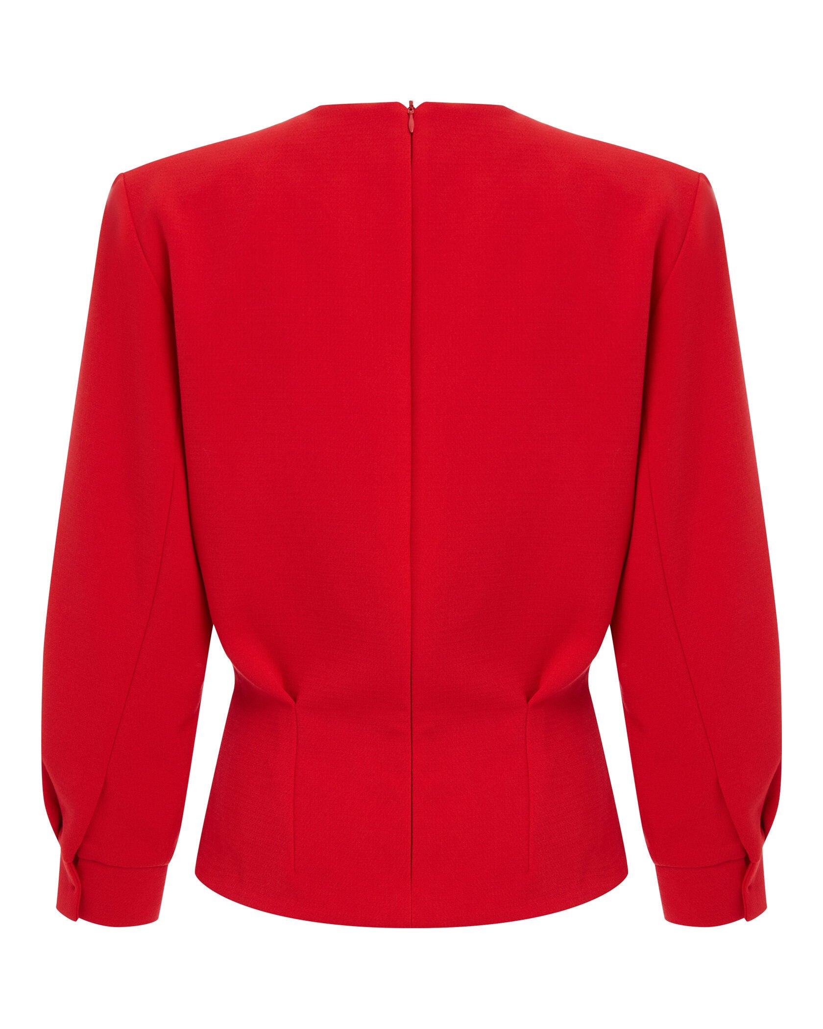 Haut rouge à col en V et épaules bouffantes