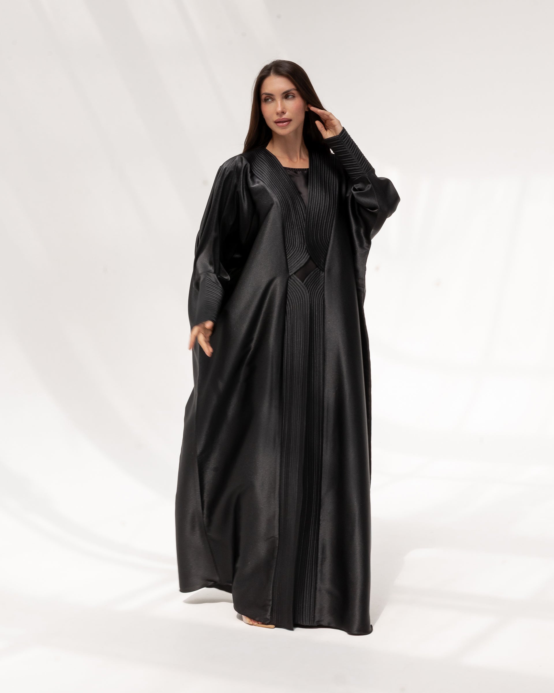 Stitch Abaya in Black