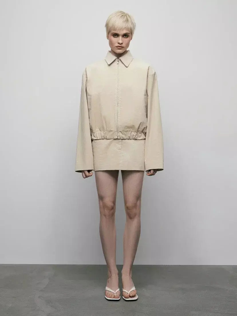 Bomber en velours couleur crème