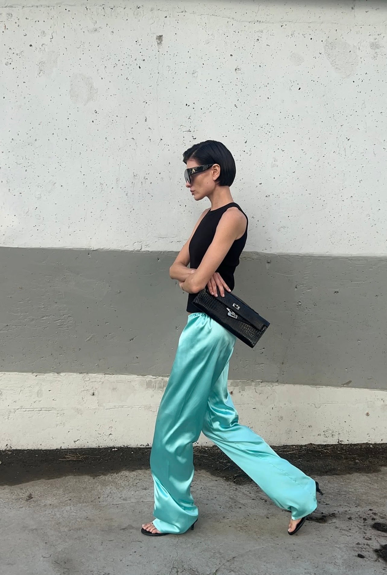 Satin Pants in Turquoise