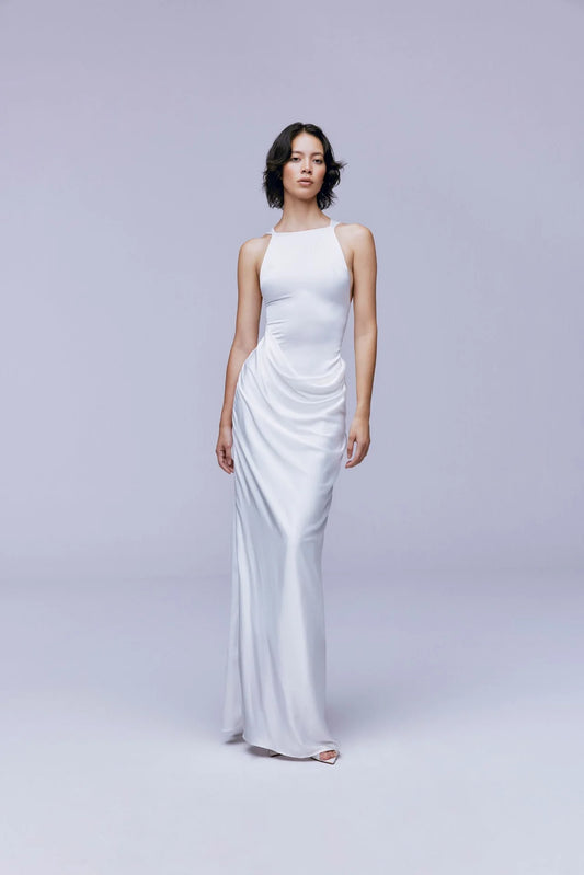 Satin Dress in White