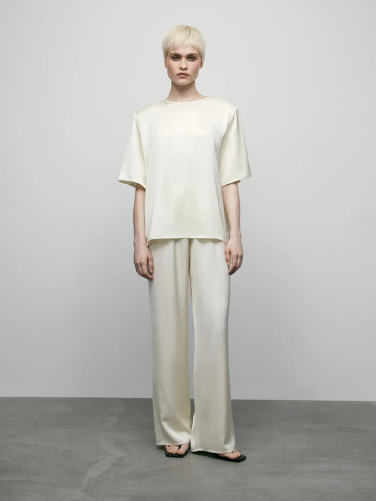 Satin Pants in Cream