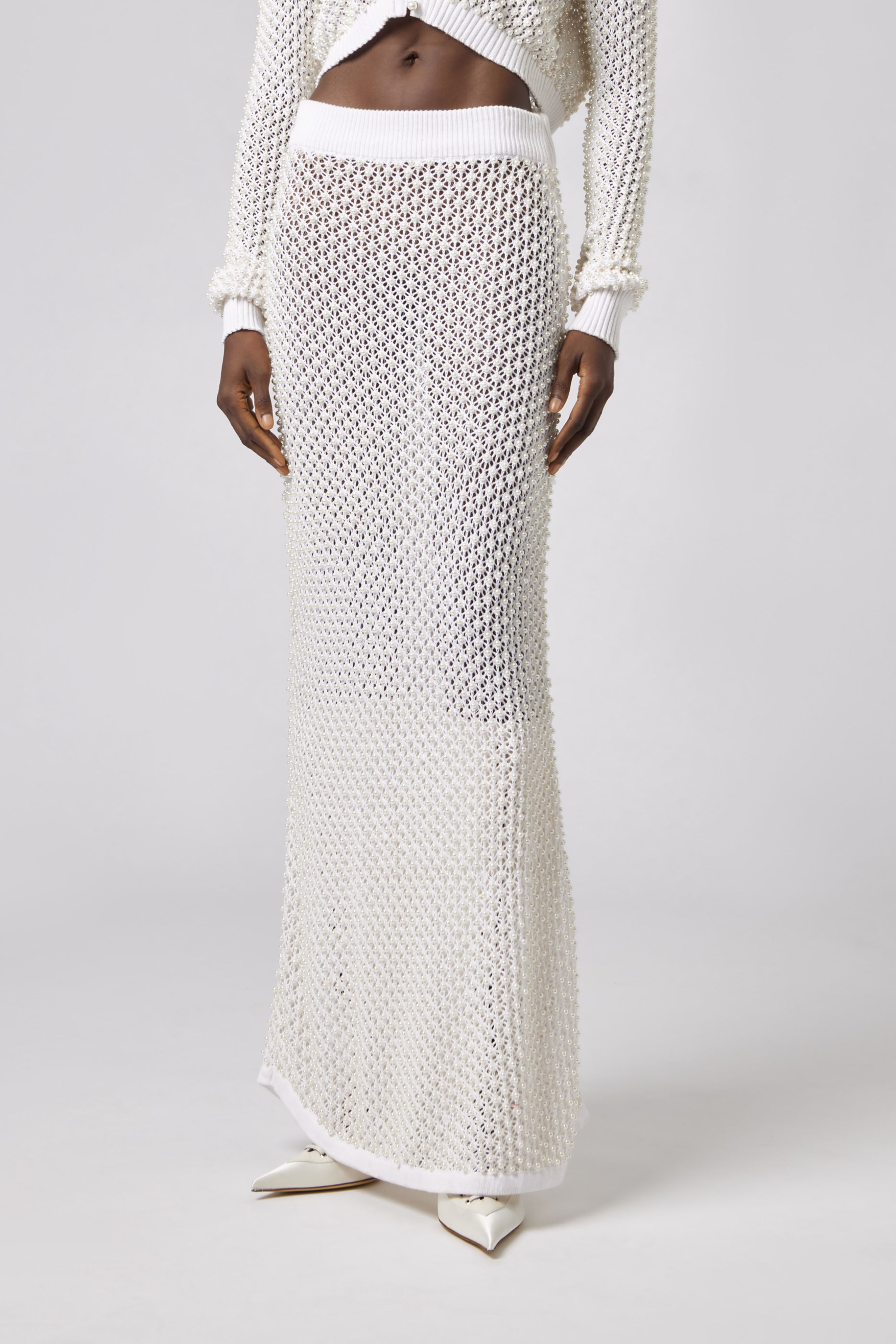 Knit Skirt with Pearls