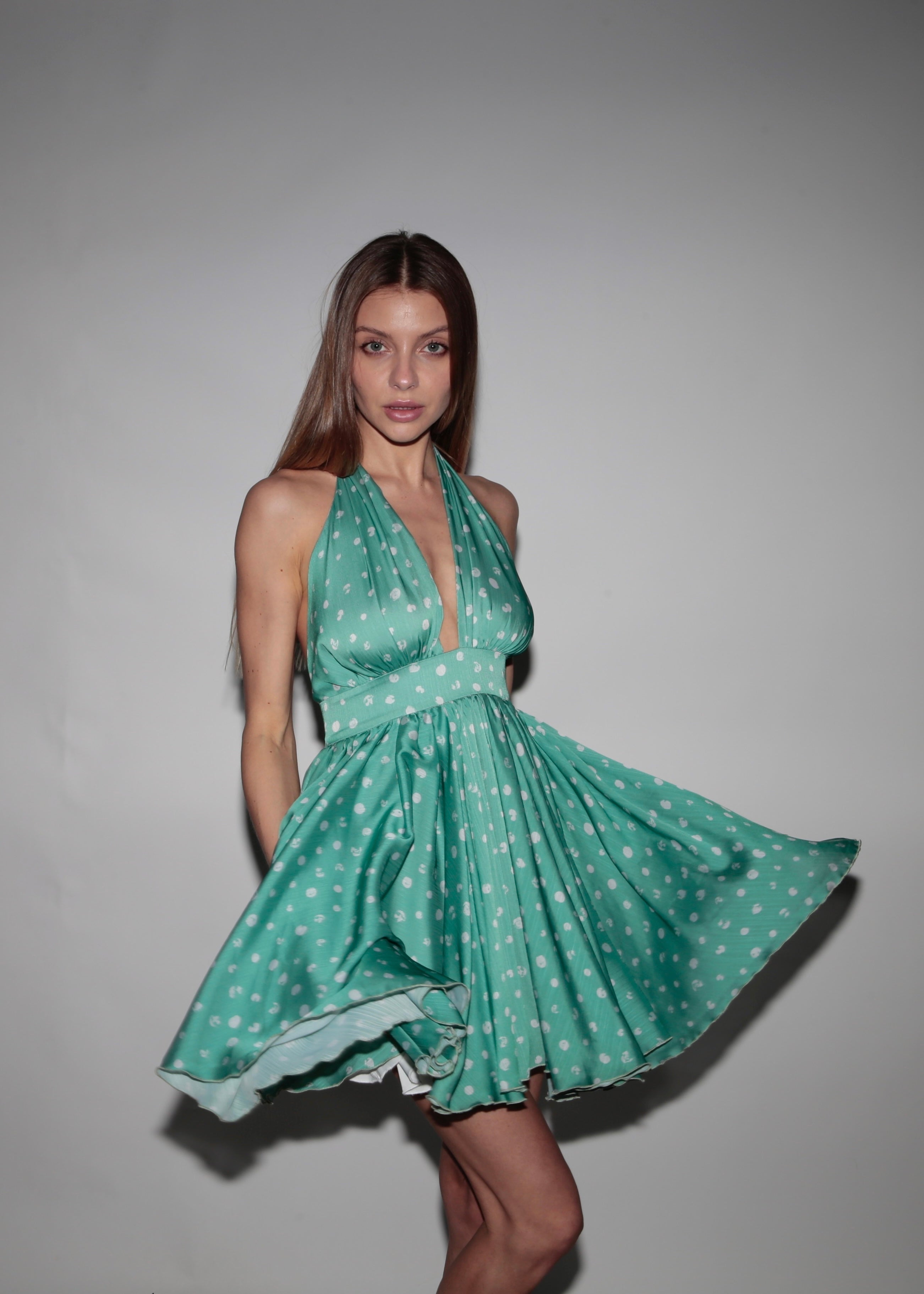 Robe à bulles en mousseline verte