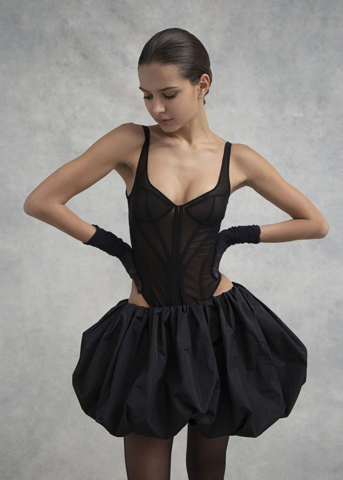 Mini Flounce Skirt in Black