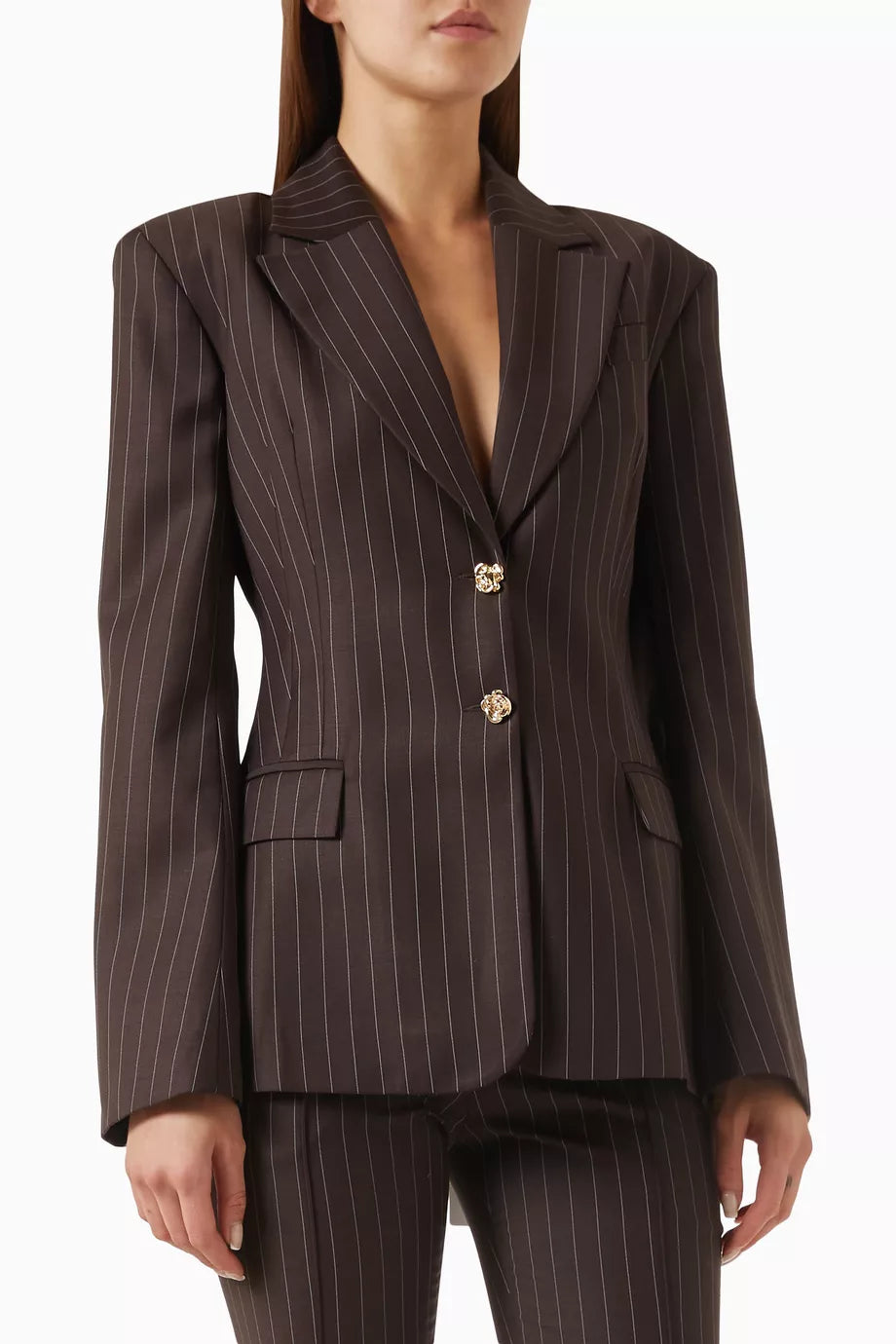 Blazer à fines rayures marron