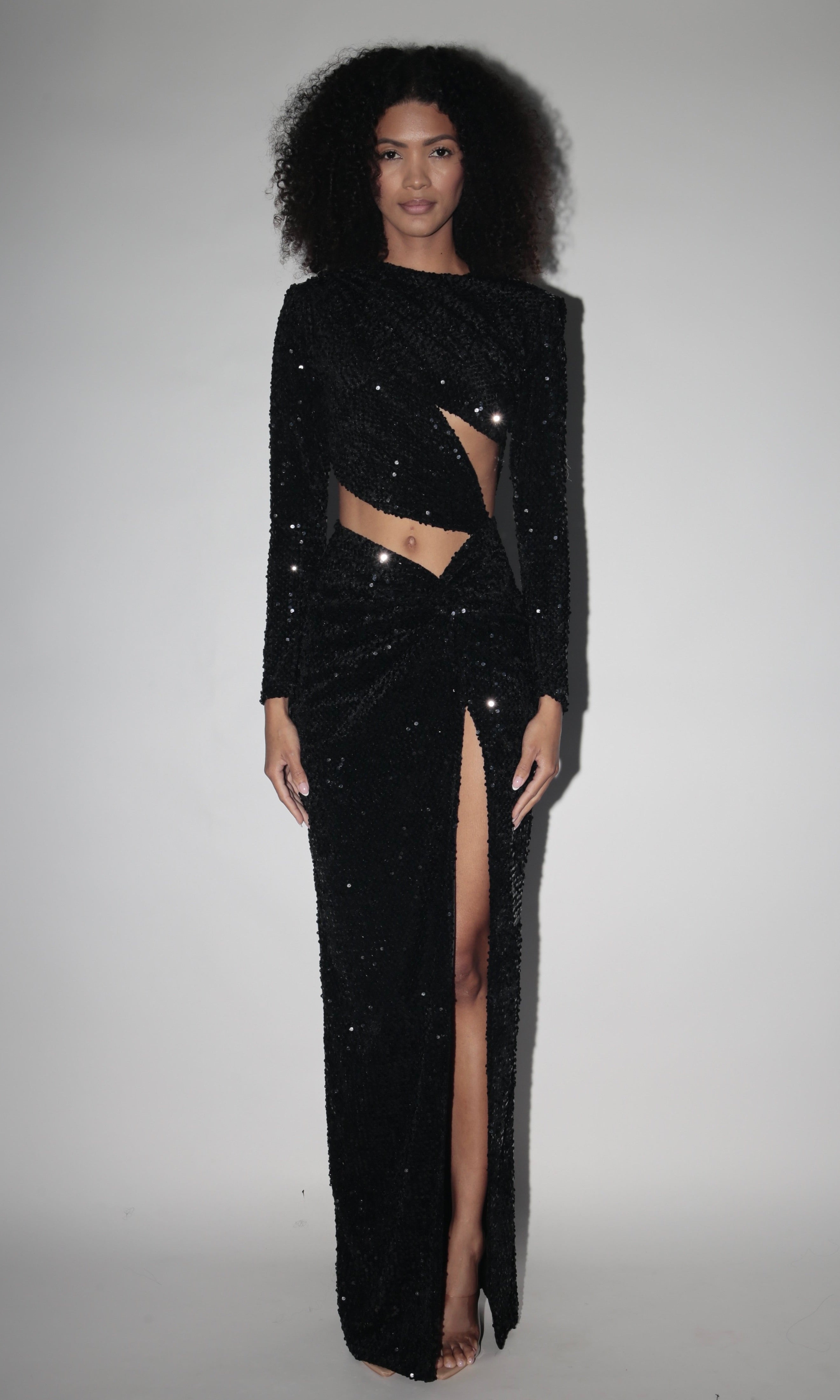 Robe longue à sequins Untouchable noire