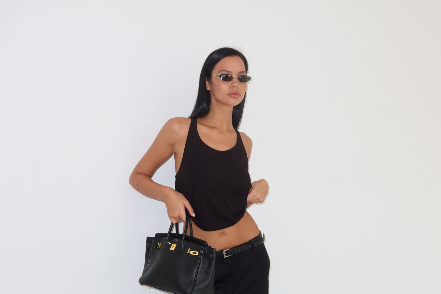Tank Top With Narrow Straps In Black