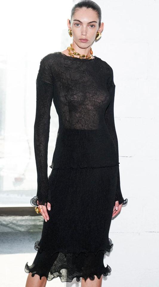 Simona Flounce Top in Black