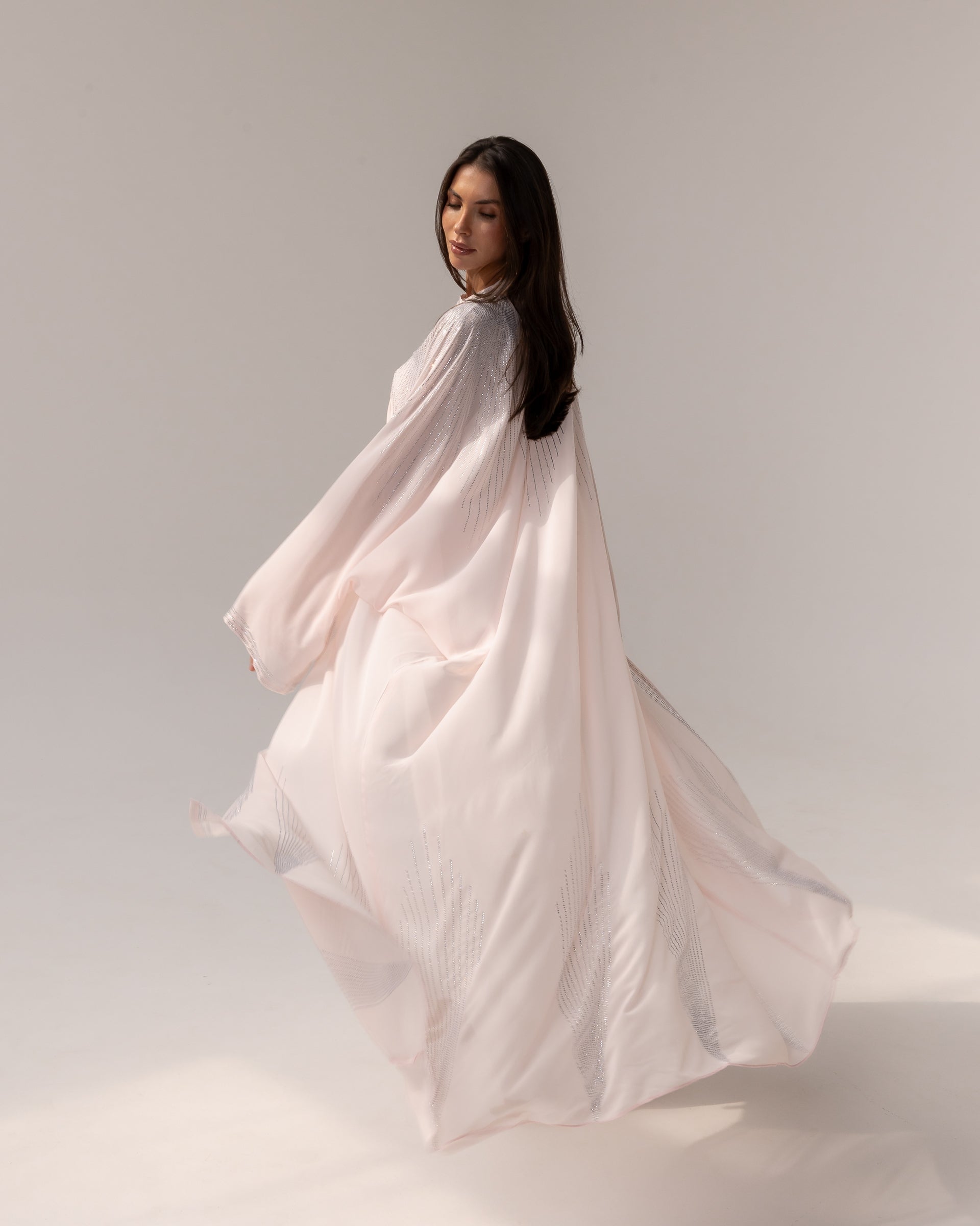 Butterfly Abaya in Baby Pink