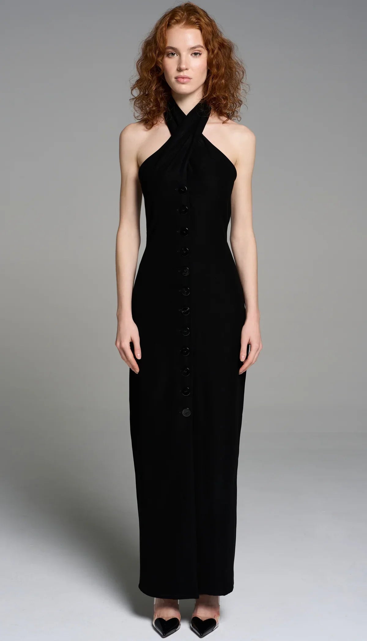 فستان ماكسي ريترو جلام باللون الأسود