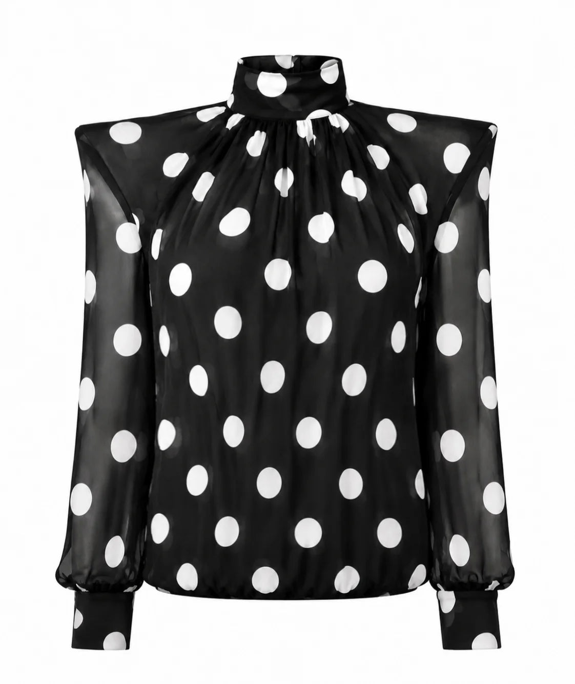Blouse with High Neck and Open Back