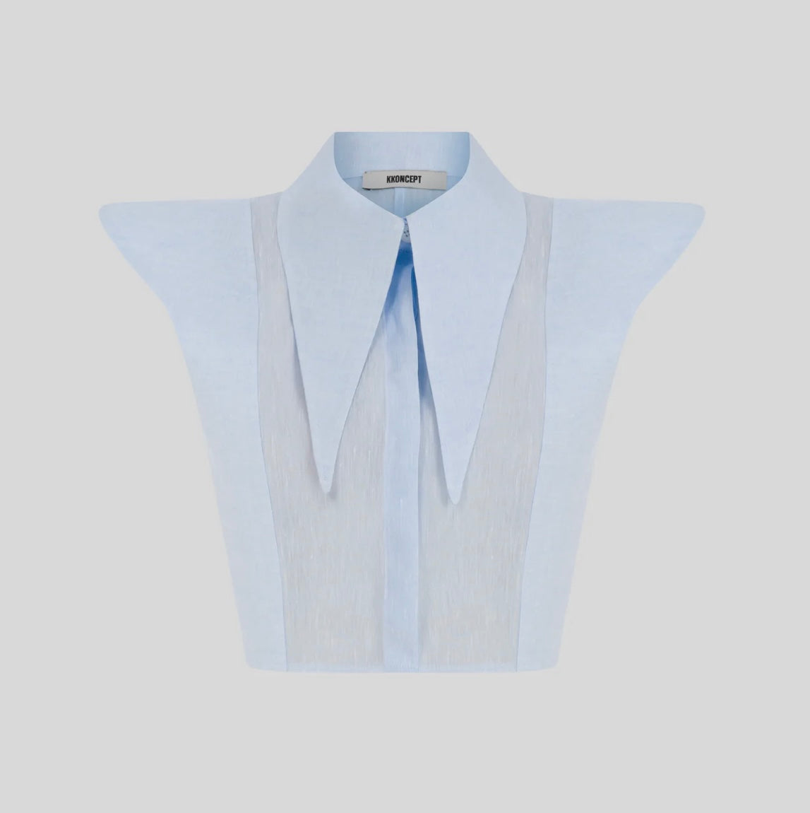 Linen Long Collar Shirt in Baby Blue